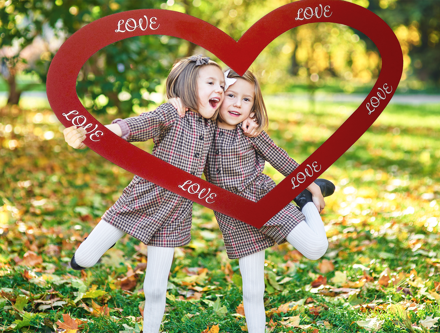 Photo frame for taking pictures in the shape of a HEART