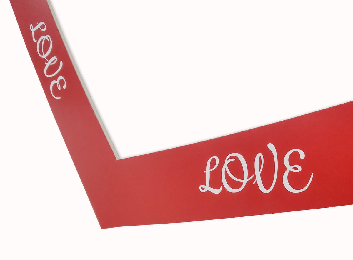 Photo frame for taking pictures in the shape of a HEART