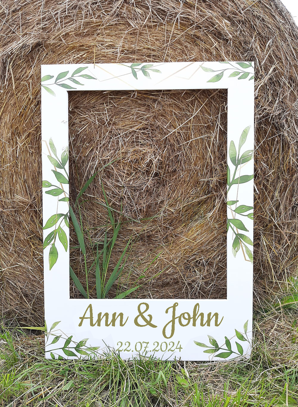 Photo frame for taking pictures FLOWERS - customisable writing
