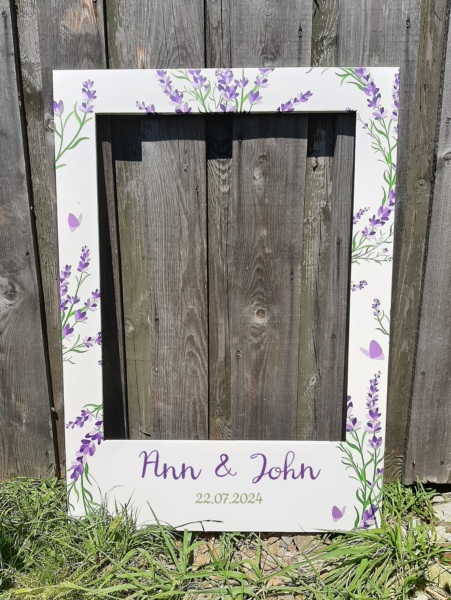 Photo frame for taking pictures FLOWERS - customisable writing