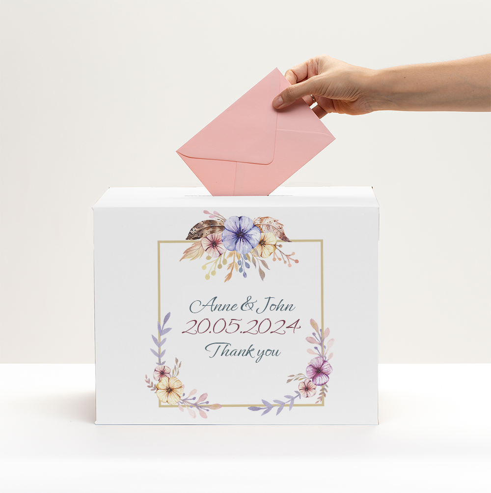 Box with personalisation for wedding envelopes