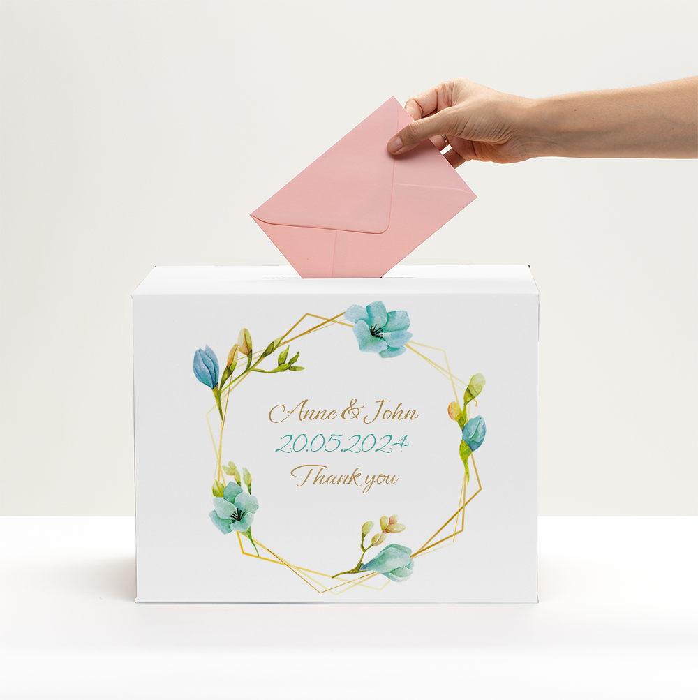 Box with personalisation for wedding envelopes