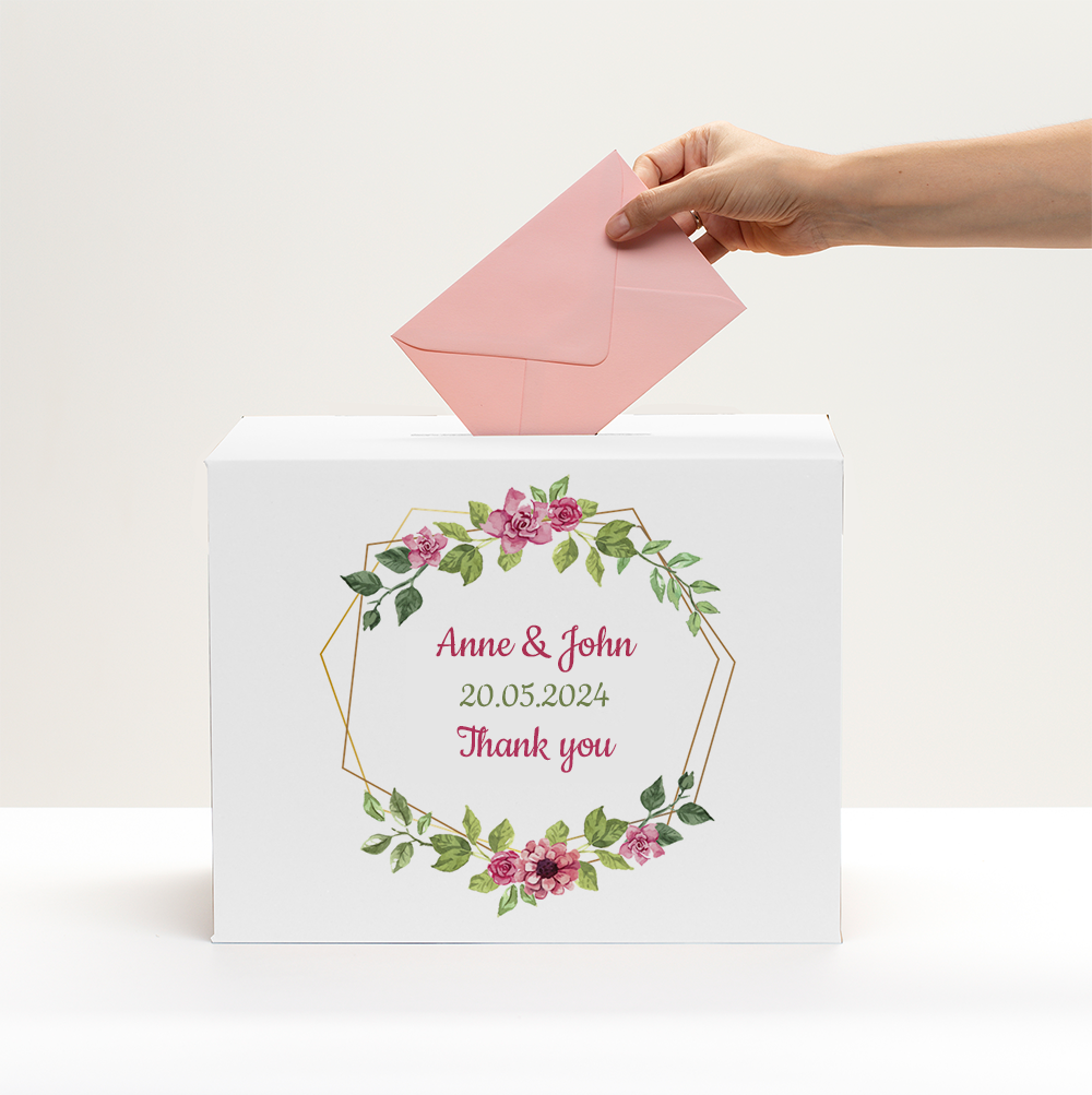 Box with personalisation for wedding envelopes