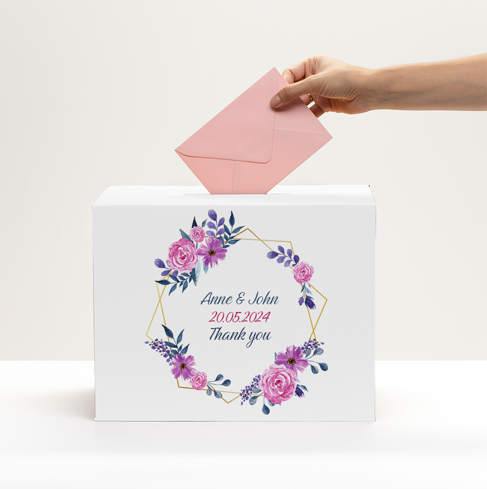 Box with personalisation for wedding envelopes
