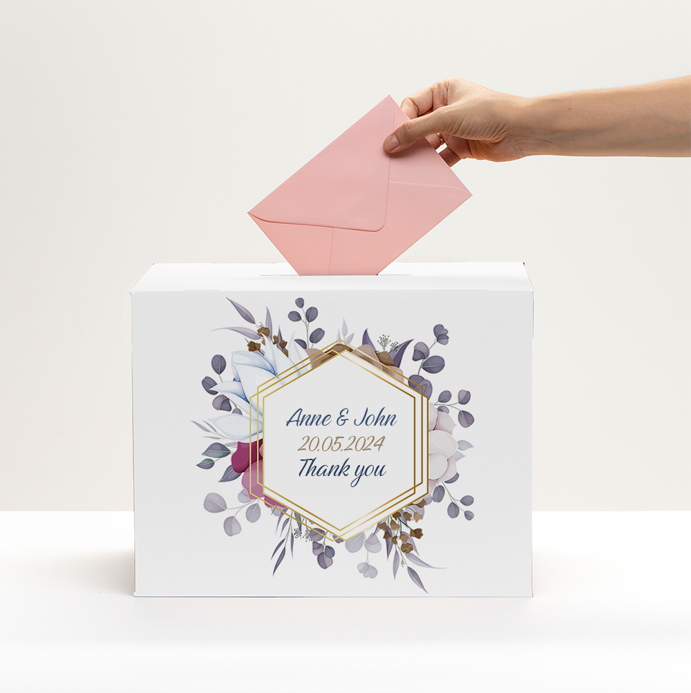 Box with personalisation for wedding envelopes