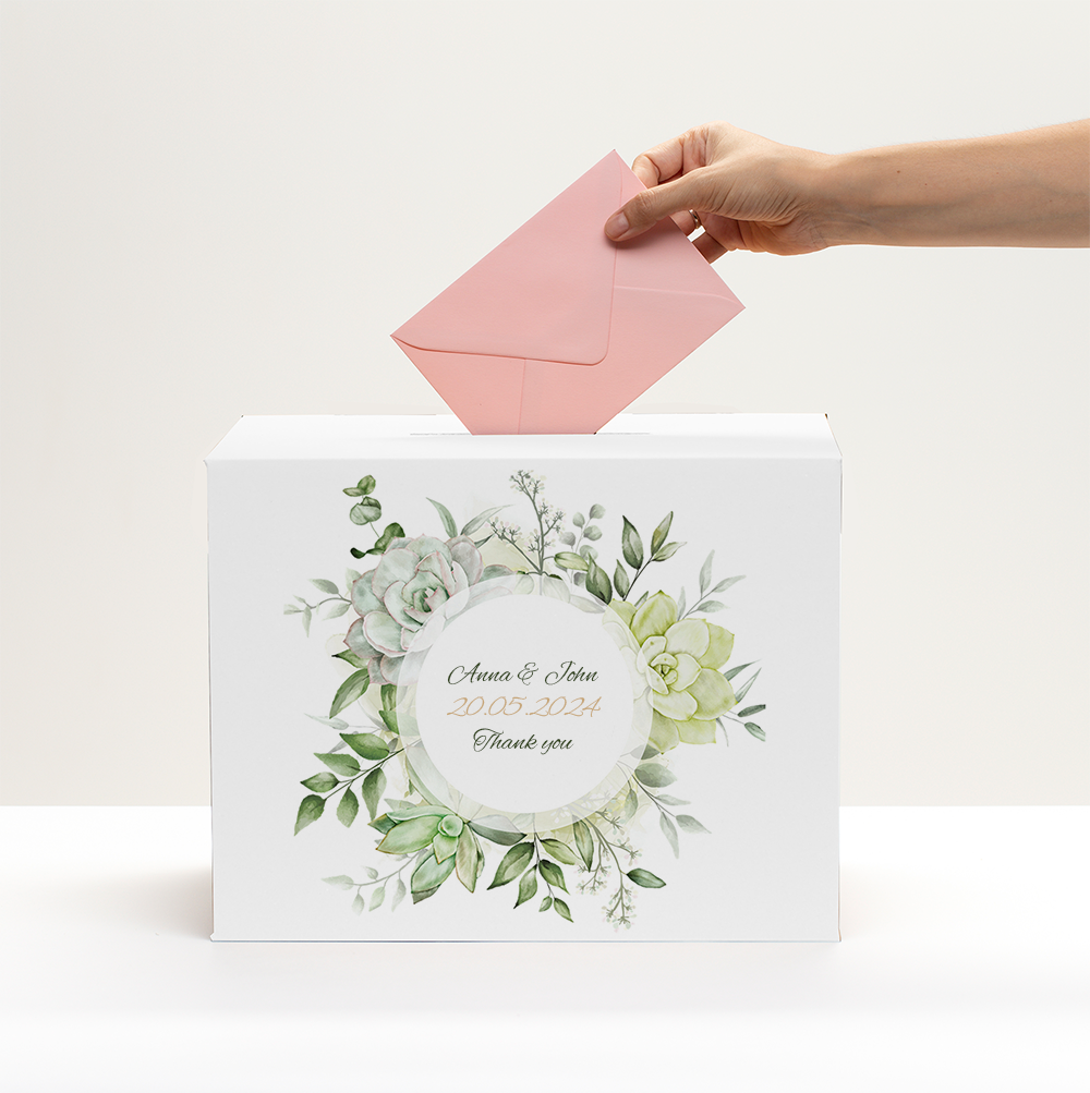 Box with personalisation for wedding envelopes