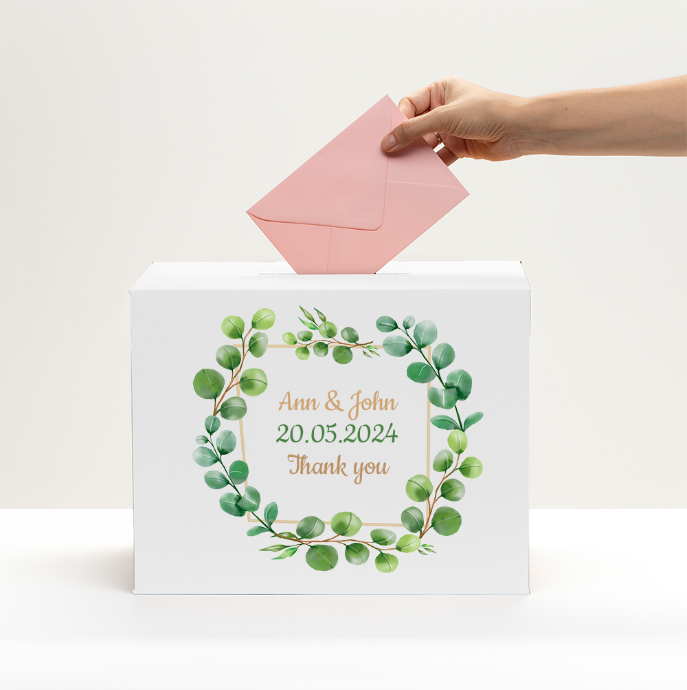 Box with personalisation for wedding envelopes