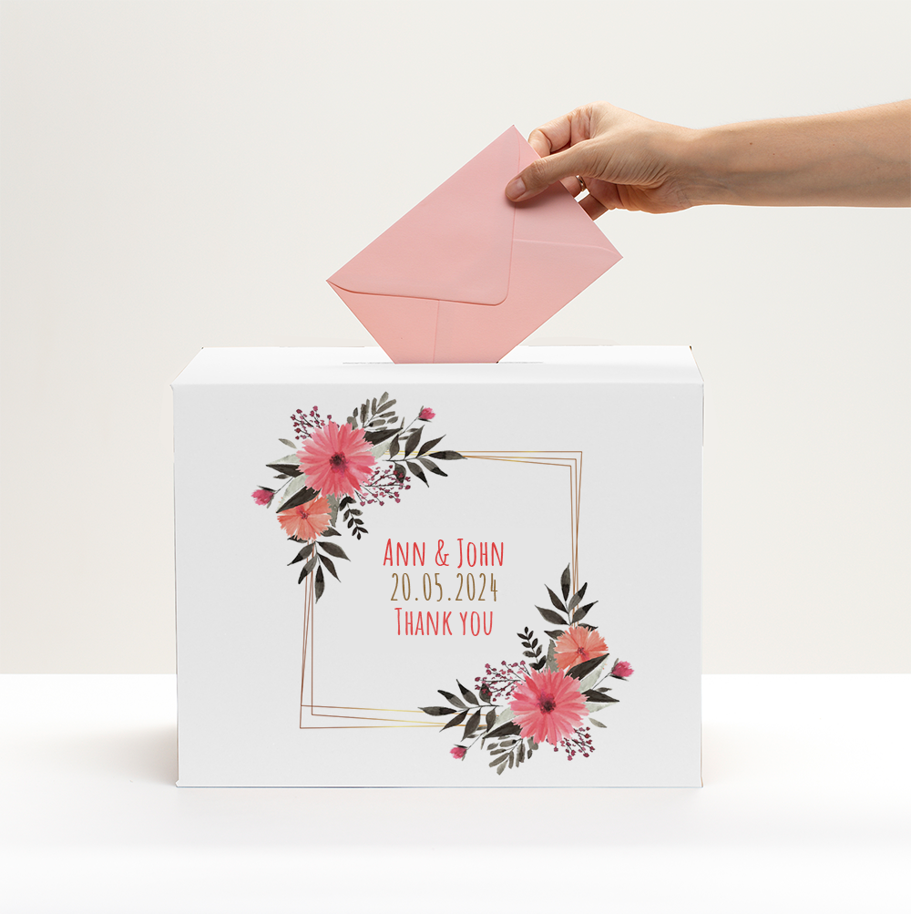 Box with personalisation for wedding envelopes