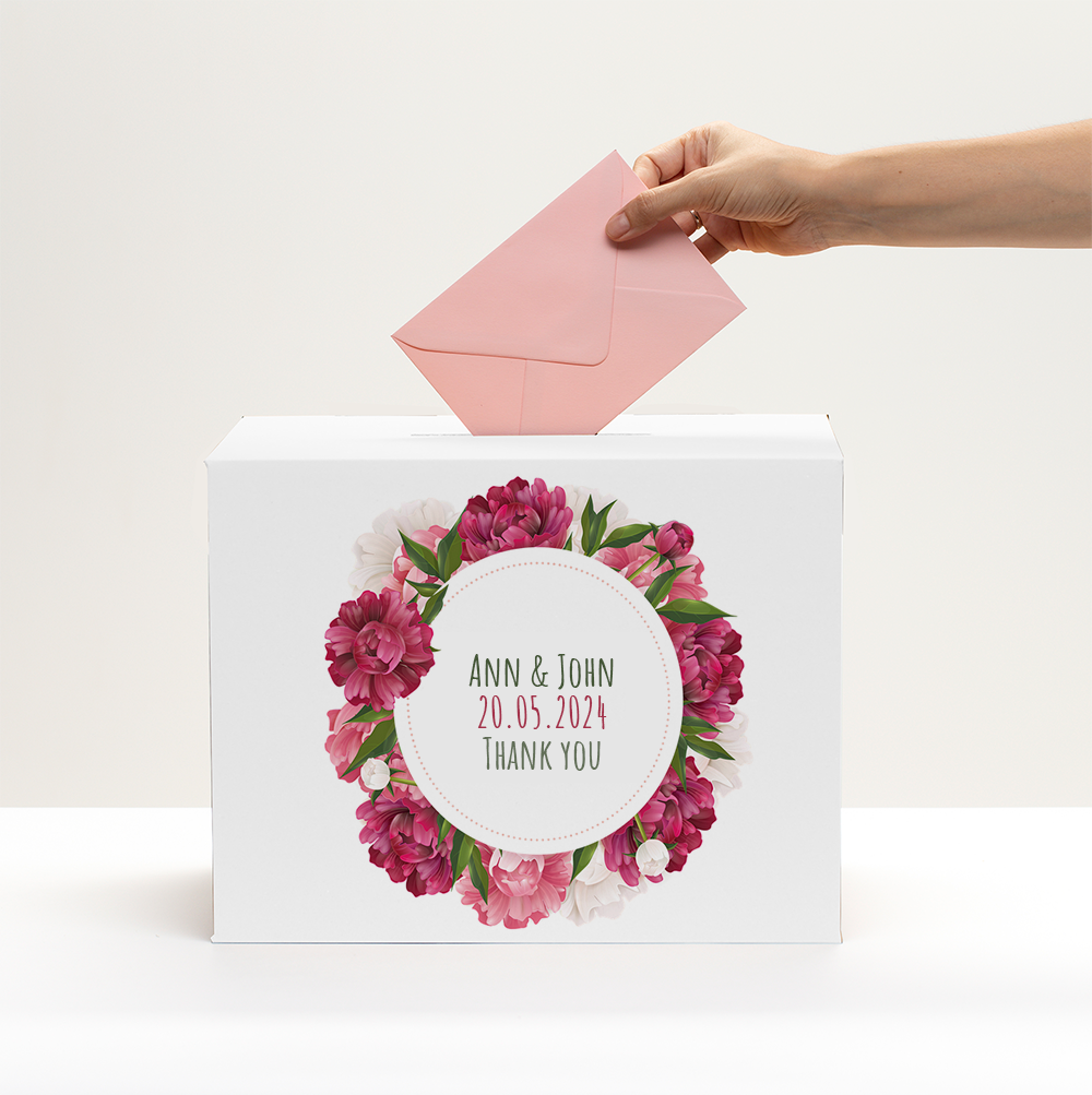 Box with personalisation for wedding envelopes