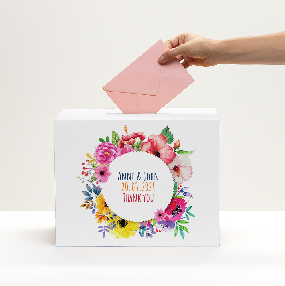 Box with personalisation for wedding envelopes