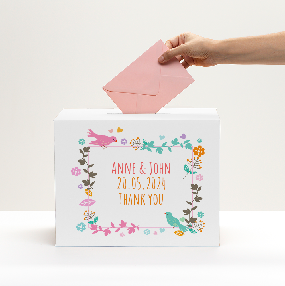 Box with personalisation for wedding envelopes