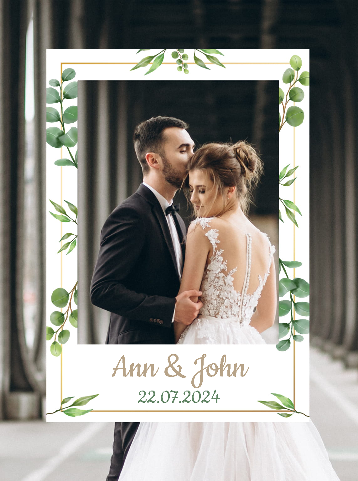 Photo frame for taking pictures WEDDING - customisable writing