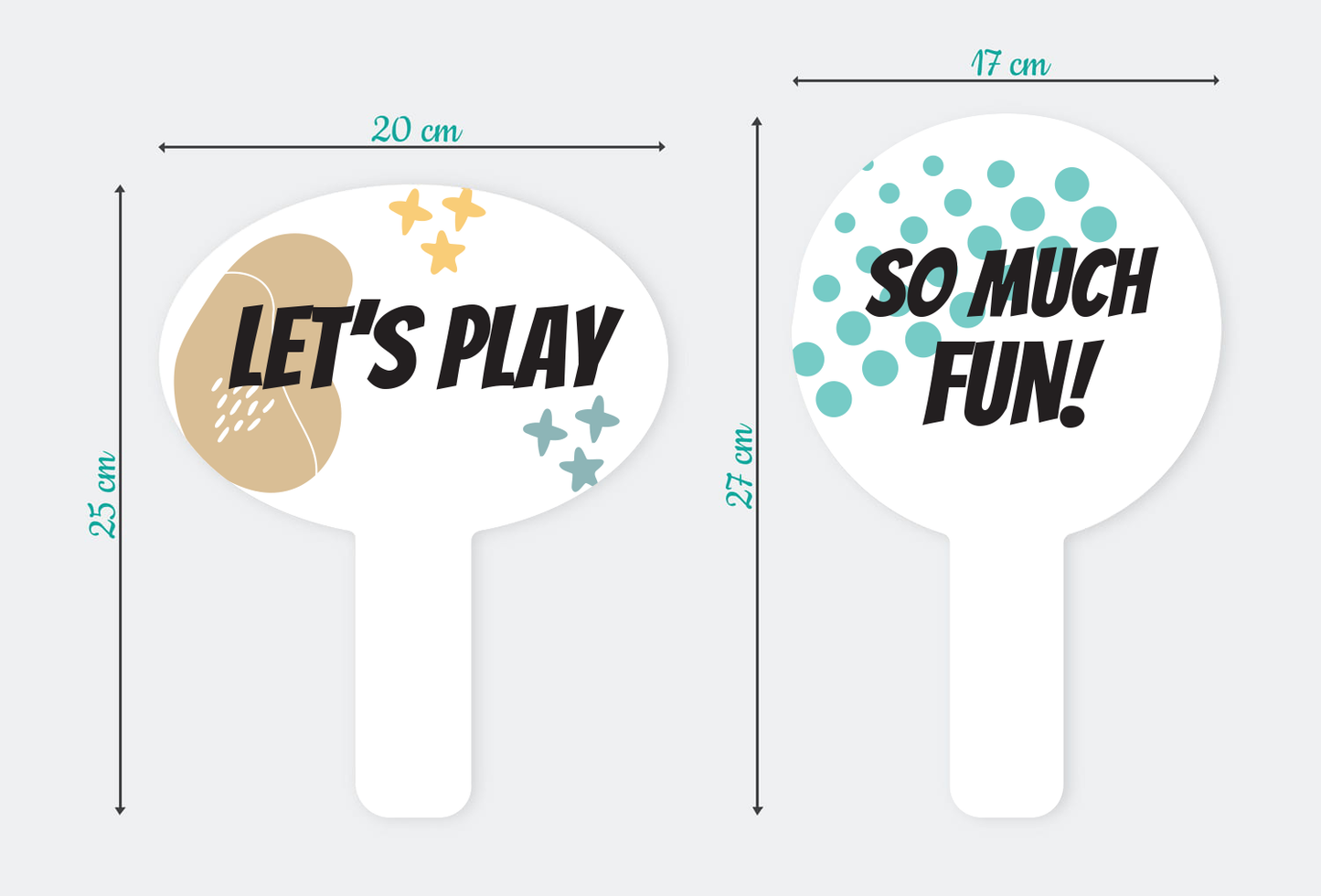 Photo plates with colourful HOW FUN texts
