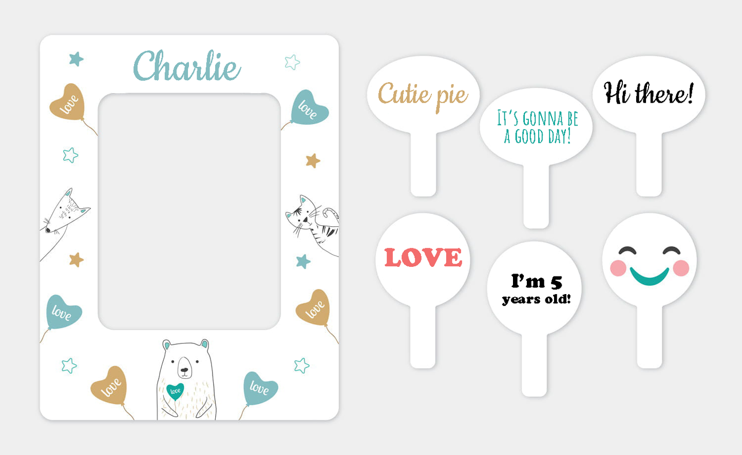Photo set for child 2 in 1 photo frame + 6 plates for photos