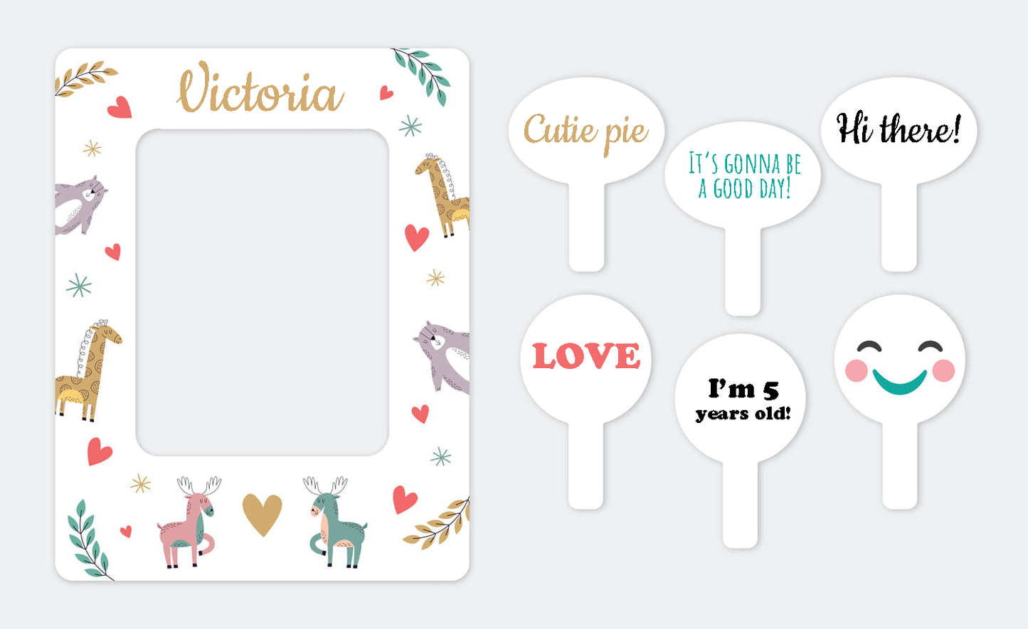 Photo set for child 2 in 1 photo frame + 6 plates for photos