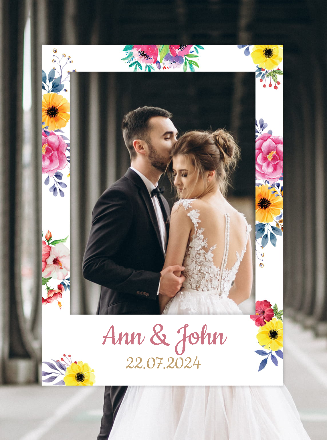 Photo frame for taking pictures WEDDING - customisable writing