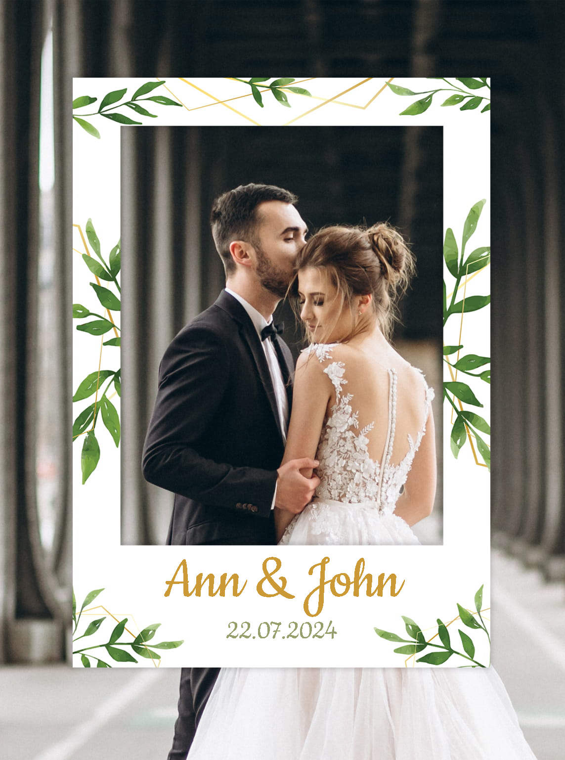 Photo frame for taking pictures WEDDING - customisable writing