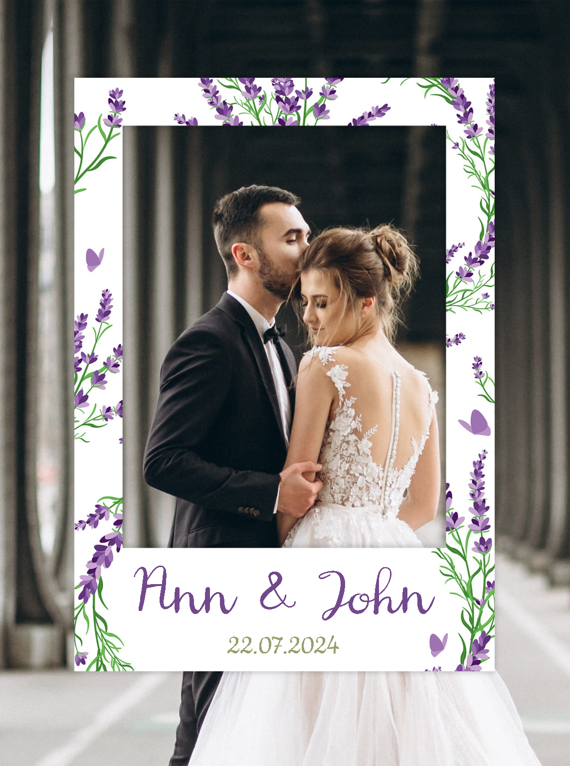 Photo frame for taking pictures WEDDING - customisable writing