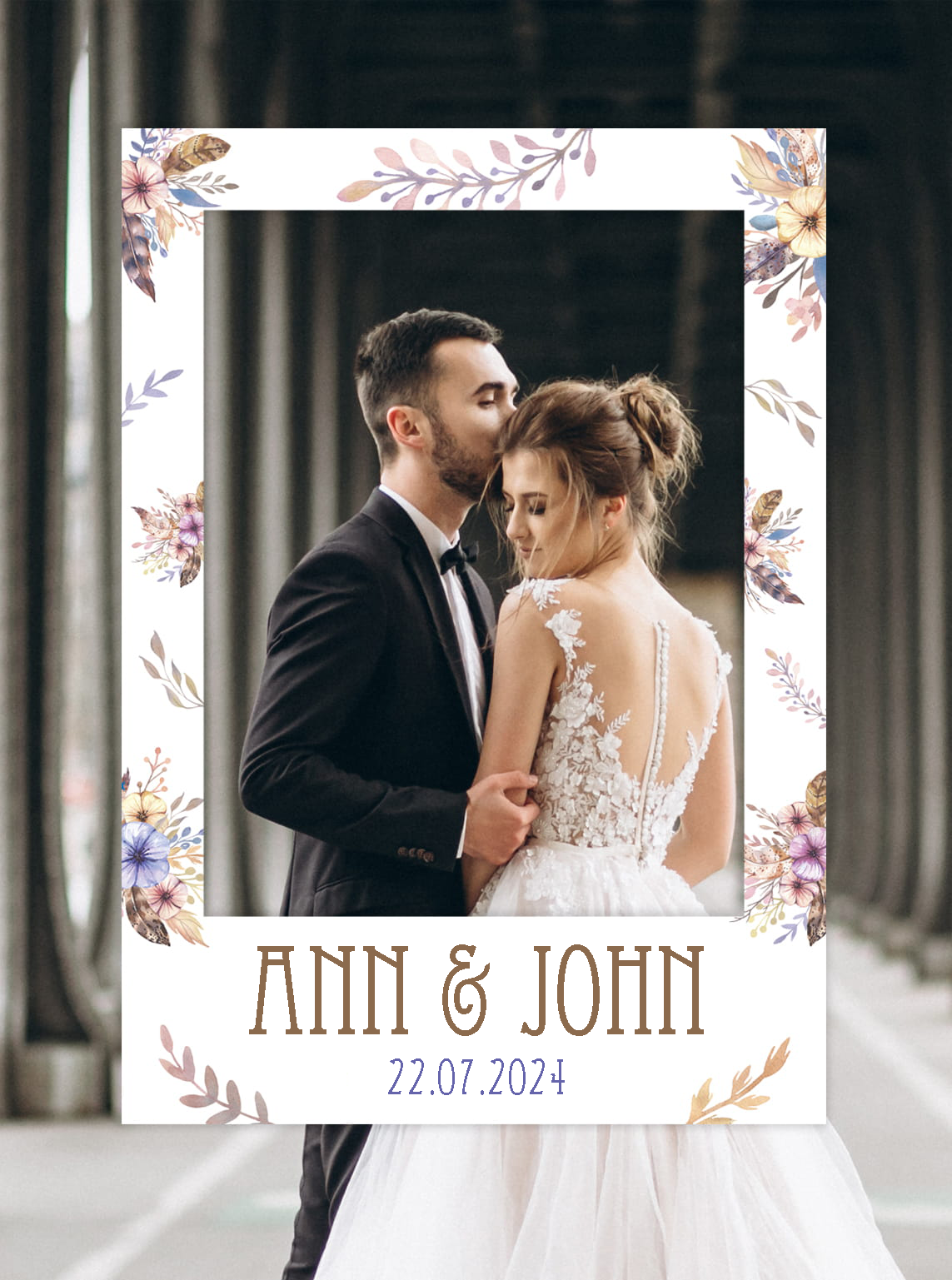 Photo frame for taking pictures WEDDING - customisable writing