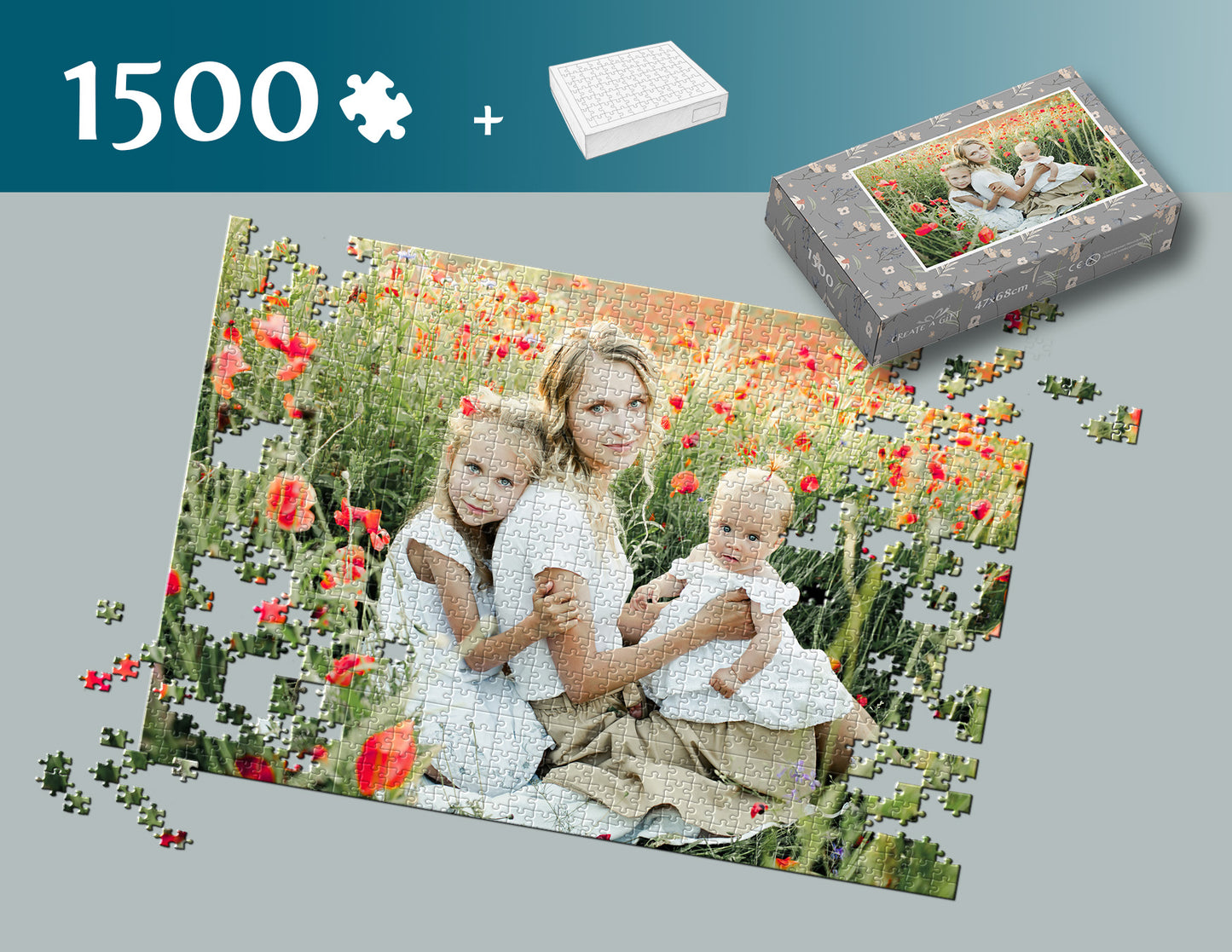 Photo puzzle 1500 pieces 58 x 85 cm / 22.8 x 33.5 inches in a box