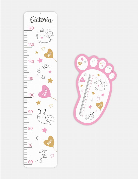 Growth measure with baby's name + foot gauge FREE