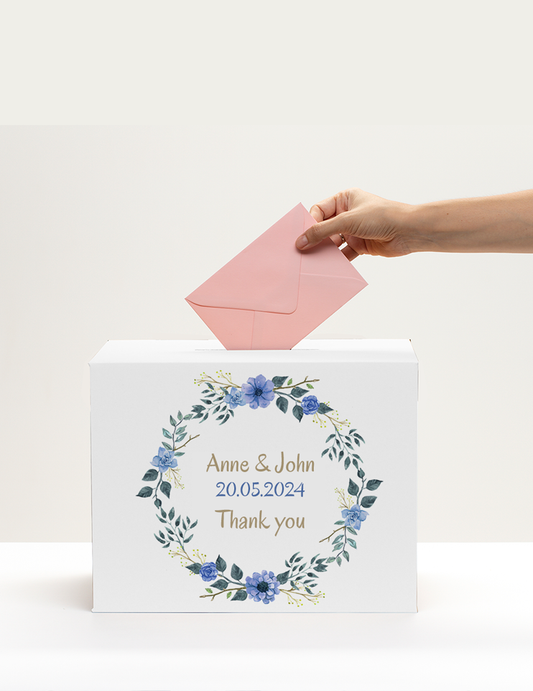 Box with personalisation for wedding envelopes