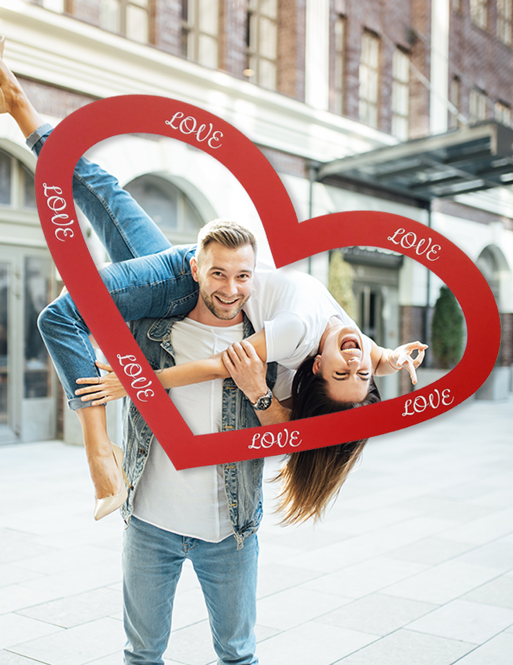 Photo frame for taking pictures in the shape of a HEART